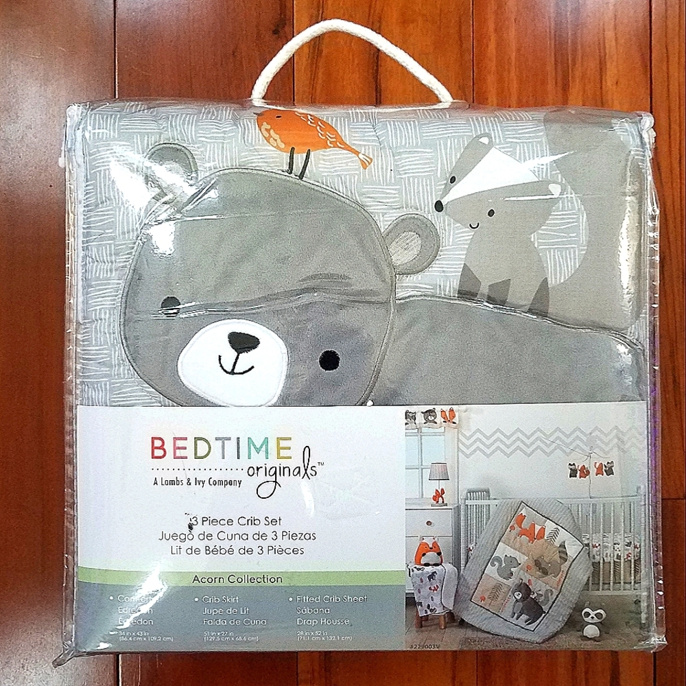 Bedtime Originals 3 Piece Crib Set Acorn Collection New